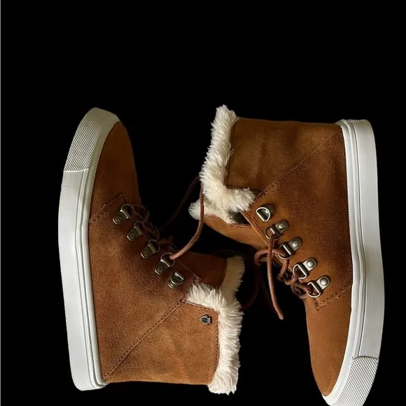 Minnetonka Lottie Moss Leather High-top Lace Up Y2K Sneaker Boot