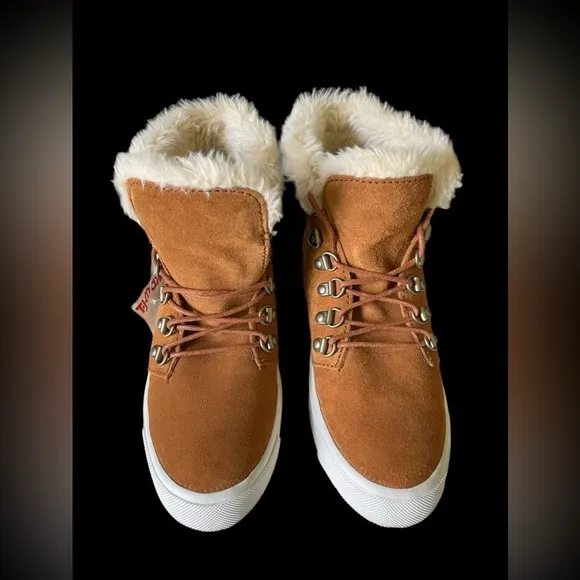 Minnetonka Lottie Moss Leather High-top Lace Up Y2K Sneaker Boot