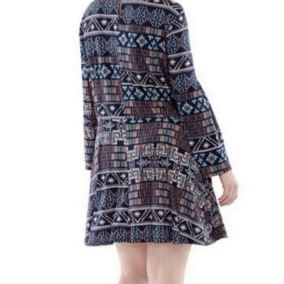 MISA Los Angeles Geometric Print Fit and Flair Dress