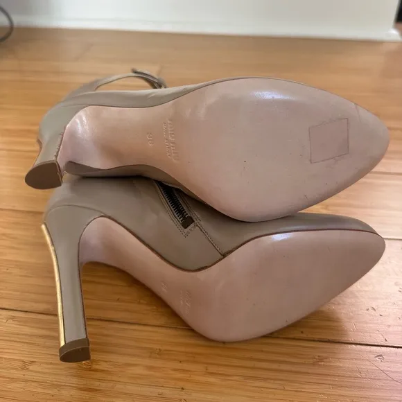 Miu Miu Leather High Heel Ankle  Boots Light Grey Size 36 / US 6