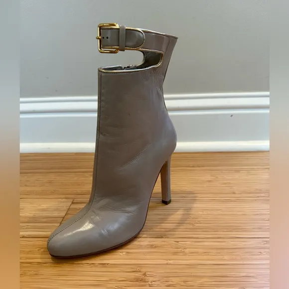 Miu Miu Leather High Heel Ankle  Boots Light Grey Size 36 / US 6