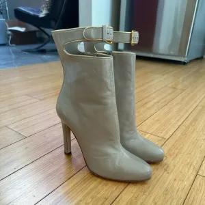 Miu Miu Leather High Heel Ankle  Boots Light Grey Size 36 / US 6