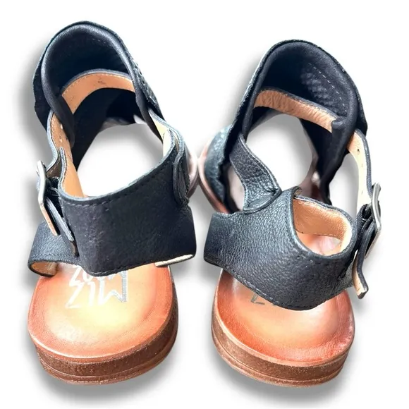 Mix Mooz Fifi Black Leather Hook &amp; Loop Strap Sandals Womens Sz 11 NWOB