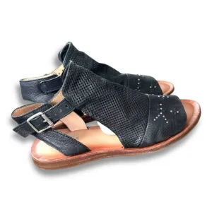 Mix Mooz Fifi Black Leather Hook &amp; Loop Strap Sandals Womens Sz 11 NWOB