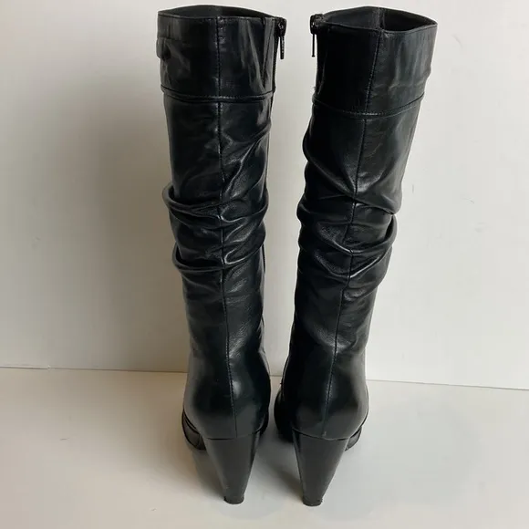 Miz Mooz Black Leather Sunrise Healed Slouchy Boots Size 8.5 Goth Y2K 80’s 90’s