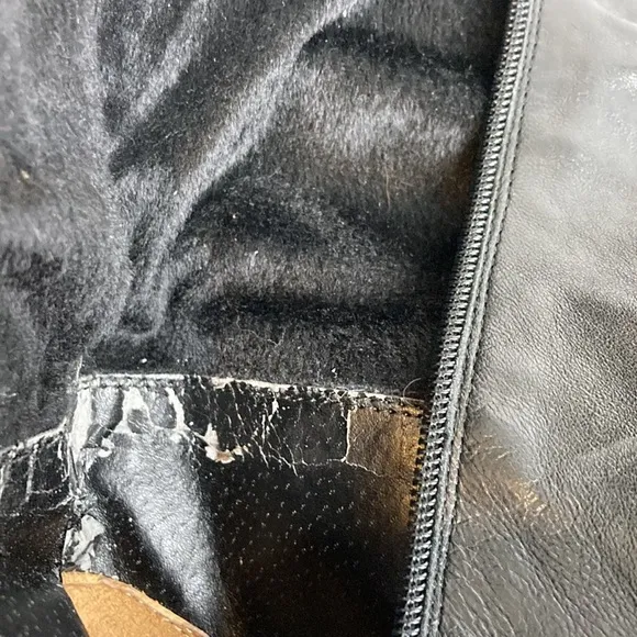 Miz Mooz Black Leather Sunrise Healed Slouchy Boots Size 8.5 Goth Y2K 80’s 90’s