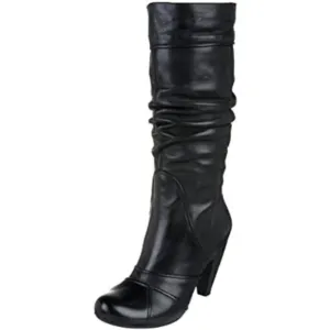 Miz Mooz Black Leather Sunrise Healed Slouchy Boots Size 8.5 Goth Y2K 80’s 90’s
