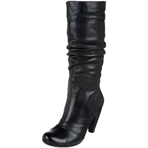 Miz Mooz Black Leather Sunrise Healed Slouchy Boots Size 8.5 Goth Y2K 80’s 90’s