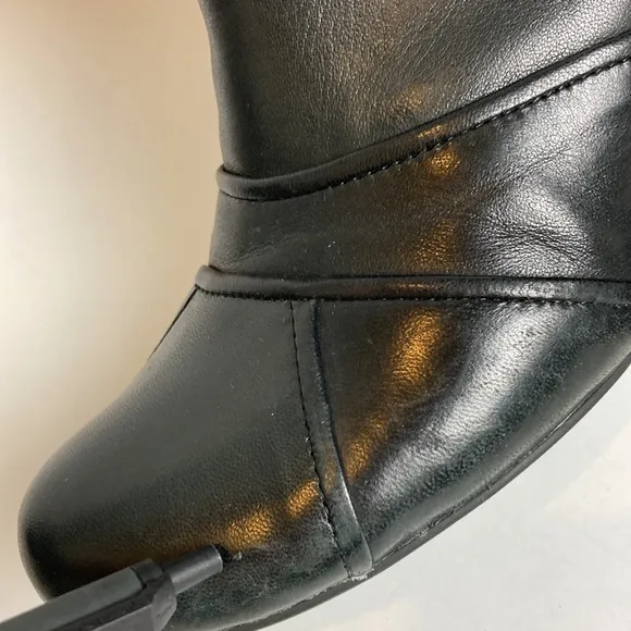 Miz Mooz Black Leather Sunrise Healed Slouchy Boots Size 8.5 Goth Y2K 80’s 90’s