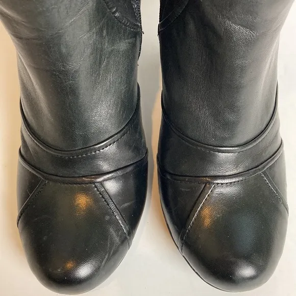 Miz Mooz Black Leather Sunrise Healed Slouchy Boots Size 8.5 Goth Y2K 80’s 90’s