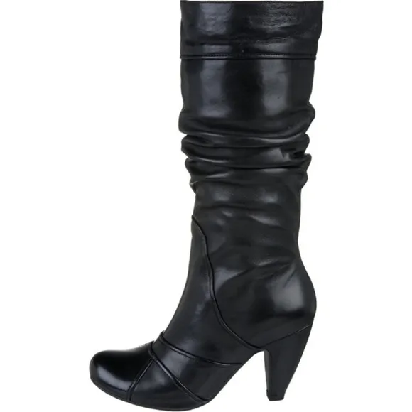 Miz Mooz Black Leather Sunrise Healed Slouchy Boots Size 8.5 Goth Y2K 80’s 90’s
