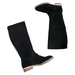 Modern Vice “Charm” Tall Black Suede Boots Full Zipper in Back