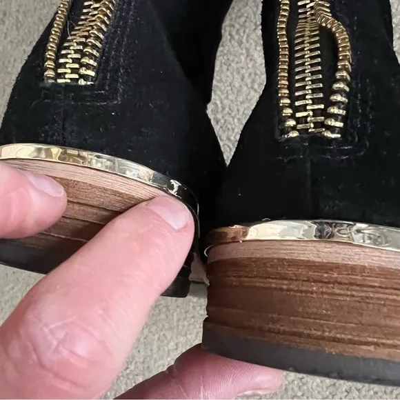Modern Vice “Charm” Tall Black Suede Boots Full Zipper in Back