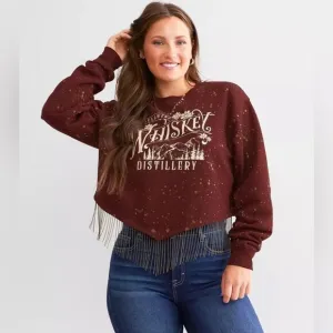 Modish Rebel Sweatshirt Whiskey Pullover Country Size S