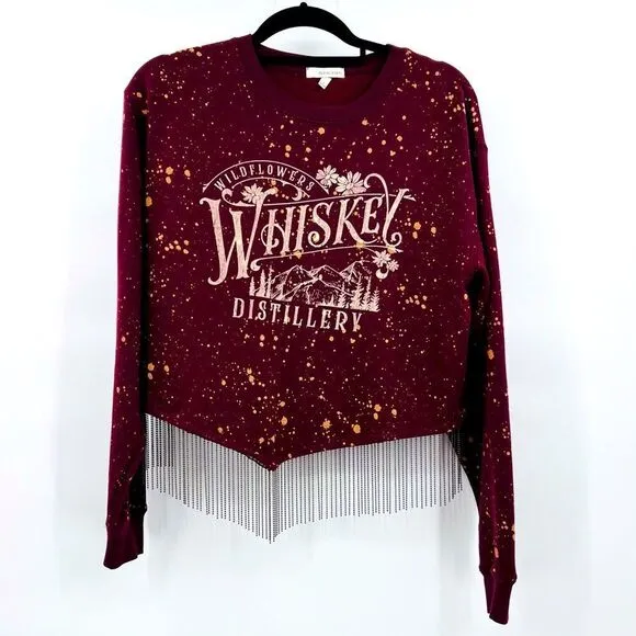 Modish Rebel Sweatshirt Whiskey Pullover Country Size S
