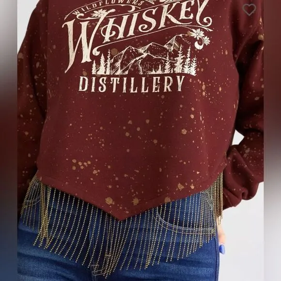Modish Rebel Sweatshirt Whiskey Pullover Country Size S