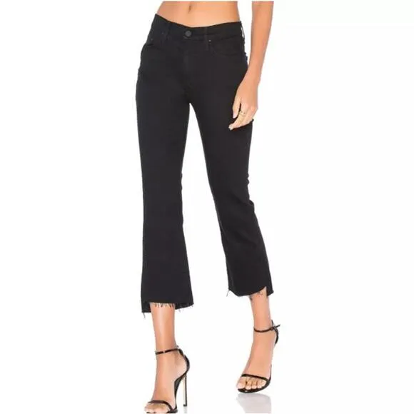 MOTHER The Insider Crop Step Fray Jeans High Rise Bootcut Leg Not Guilty Size 25