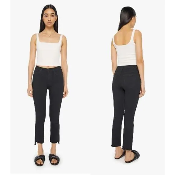MOTHER The Insider Crop Step Fray Jeans High Rise Bootcut Leg Not Guilty Size 25