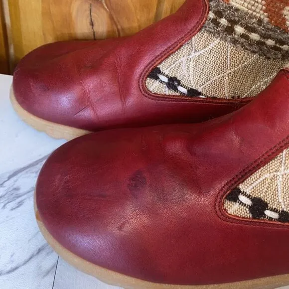 Ms.C Vintage Leather Tapestry Cloth Southwestern Boots Size 6