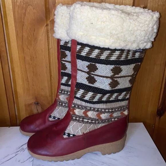 Ms.C Vintage Leather Tapestry Cloth Southwestern Boots Size 6