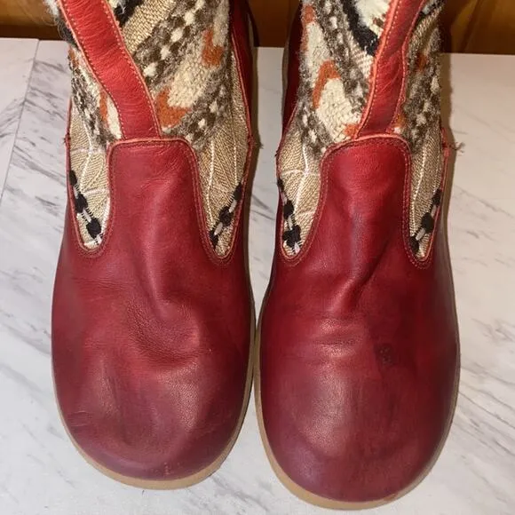 Ms.C Vintage Leather Tapestry Cloth Southwestern Boots Size 6