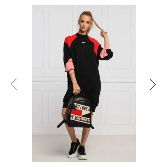 MSGM Milano Colorblocked Sweatshirt-Style Dress Athleisure Streetstyle - SZ S