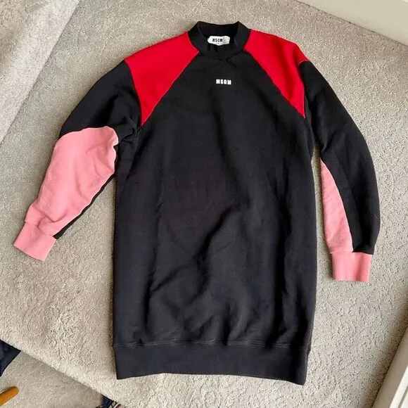 MSGM Milano Colorblocked Sweatshirt-Style Dress Athleisure Streetstyle - SZ S
