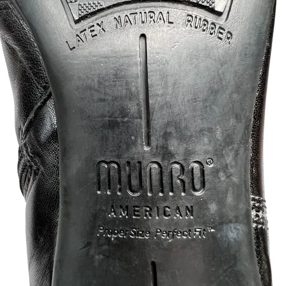 MUNRO American Black Leather Lilian Zip Ankle Boot Women's Size 8.5N