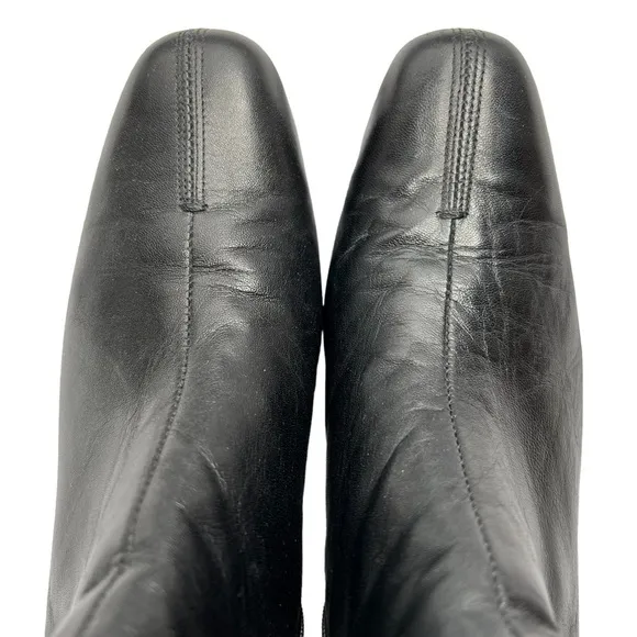 MUNRO American Black Leather Lilian Zip Ankle Boot Women's Size 8.5N