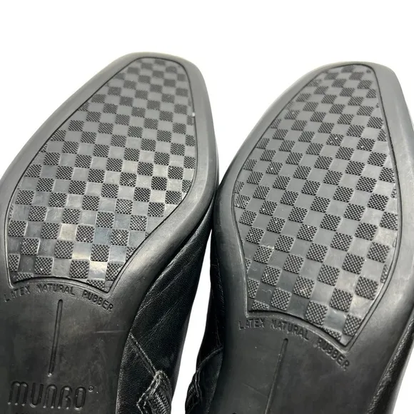 MUNRO American Black Leather Lilian Zip Ankle Boot Women's Size 8.5N