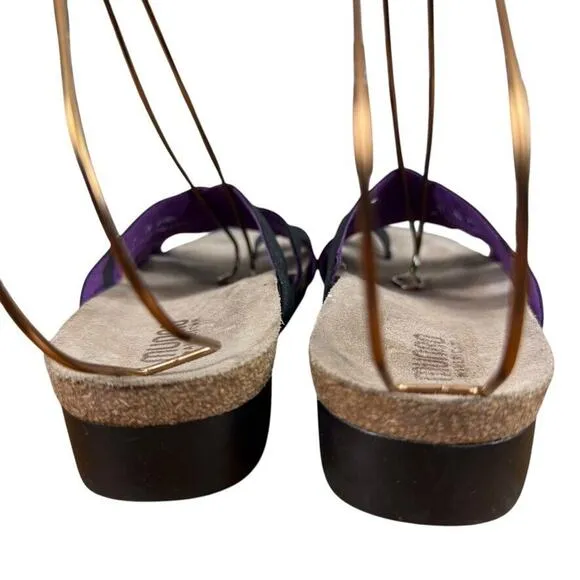 Munro American Delphi Black Slip On Comfort Sandals Toe Ring Strappy Shoes sz 9