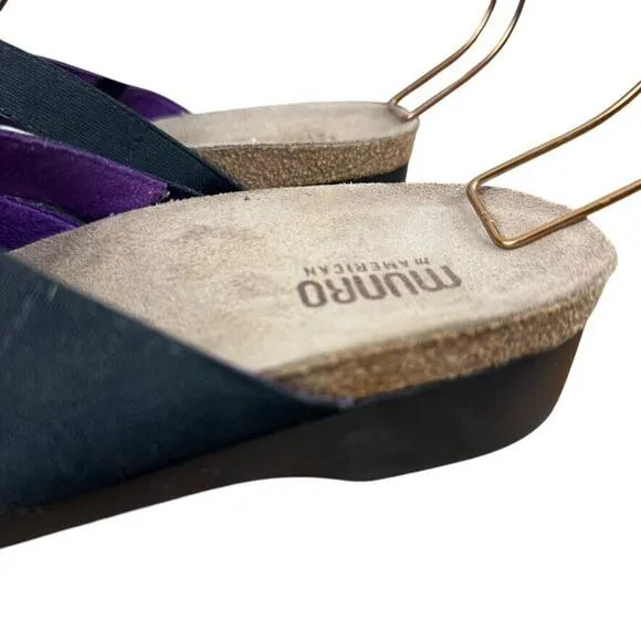 Munro American Delphi Black Slip On Comfort Sandals Toe Ring Strappy Shoes sz 9