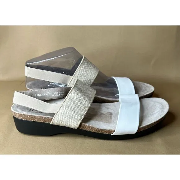 Munro Natural and White Kid Pisces Sandals 12 New