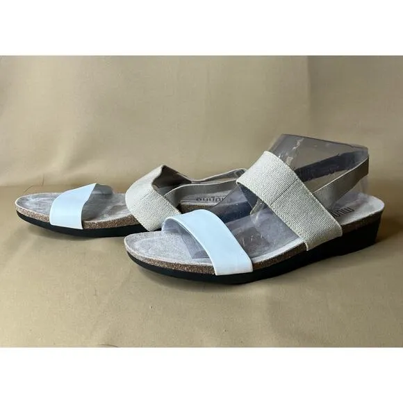Munro Natural and White Kid Pisces Sandals 12 New