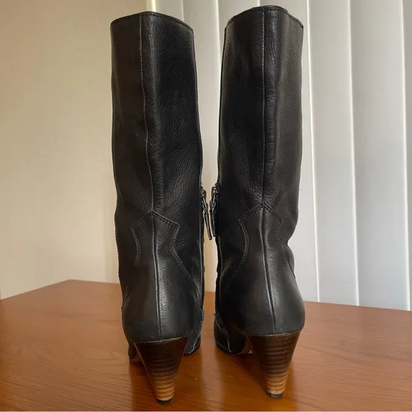 Naked Feet Semper Leather Boots Size 6.5 Black