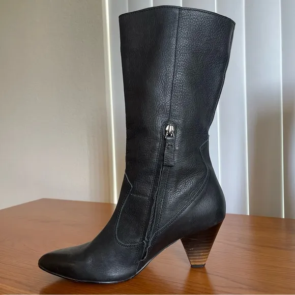 Naked Feet Semper Leather Boots Size 6.5 Black