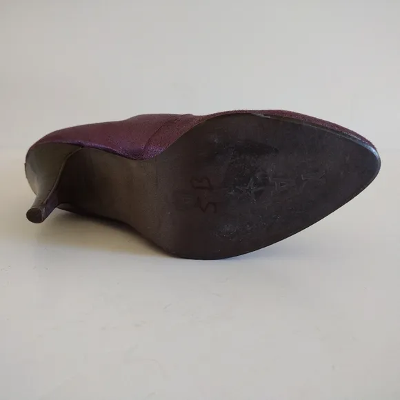 *NaNa Metallic Purple Leather Heeled Pull On Boots Vintage 10