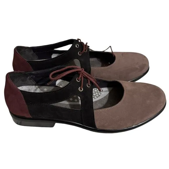 Naot Alisio Lace Front Shoes Loafers Women Sz 42/11 Colorblock Nubuck $195