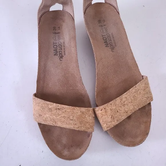 Naot Pixie Cork Wedge Ankle Strap Sandals Size 8