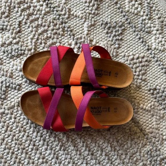 Naot Roxana Sandals Womens Size EU 40 US 9 Red Orange Purple Criss Cross Strap