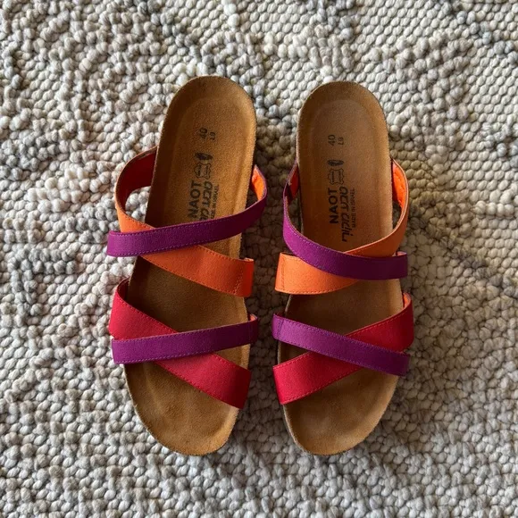 Naot Roxana Sandals Womens Size EU 40 US 9 Red Orange Purple Criss Cross Strap
