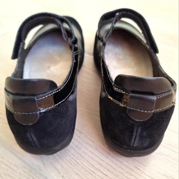 NAOT women's Kirei black Mary Jane flats with hook and loop strap- size 8
