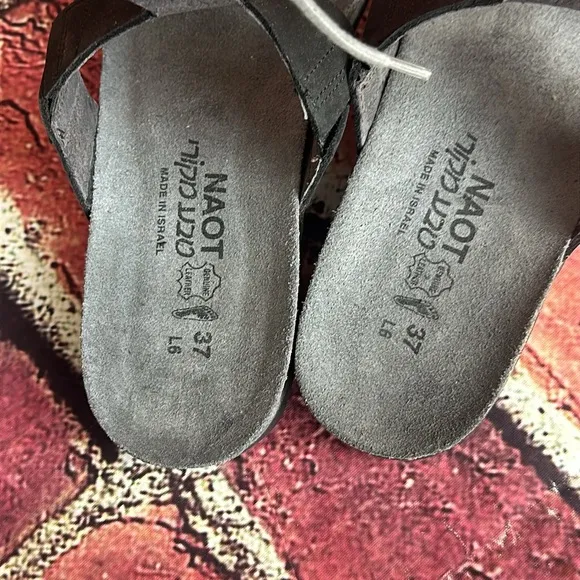 NAOT Women's, Larissa Low Heel Sandals Black 37 US size 6 new