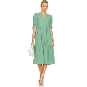NATION LTD. Anthropologie Green Dustin Romantic Midi Dress Size Small
