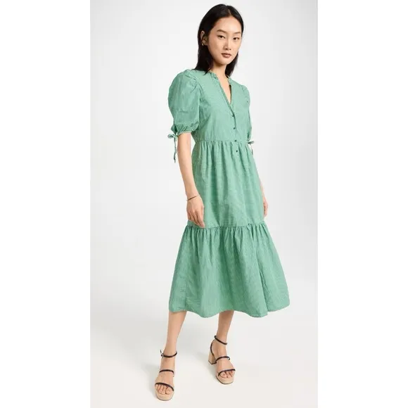 NATION LTD. Anthropologie Green Dustin Romantic Midi Dress Size Small
