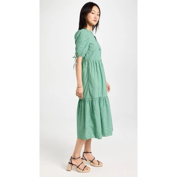 NATION LTD. Anthropologie Green Dustin Romantic Midi Dress Size Small