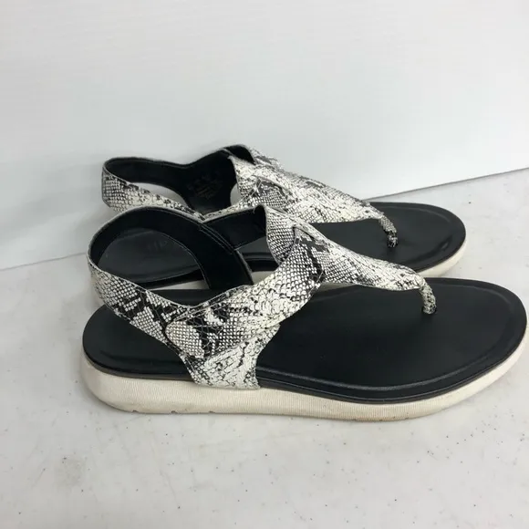 Naturalizer LINCOLN White Snake Leather Ankle Strap Thong Sandals Size 8