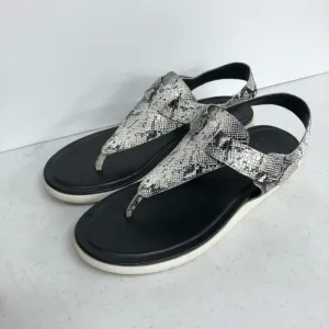 Naturalizer LINCOLN White Snake Leather Ankle Strap Thong Sandals Size 8