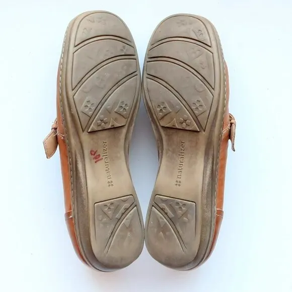 Naturalizer Milla Tan Leather Low Heel Square Toe Loafers Flats Shoes 8 Narrow