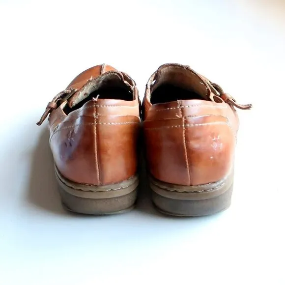 Naturalizer Milla Tan Leather Low Heel Square Toe Loafers Flats Shoes 8 Narrow